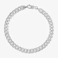 Made in Italy Mens Sterling Silver 8 1/2 Inch Solid Curb Chain Bracelet