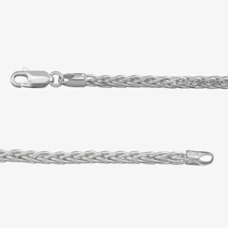 Made in Italy Mens Sterling Silver 8 1/2 Inch Solid Wheat Chain Bracelet
