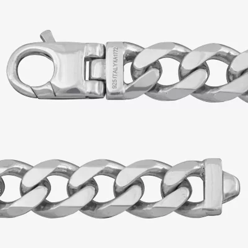 Made in Italy Mens Sterling Silver 8 1/2 Inch Solid Curb Chain Bracelet