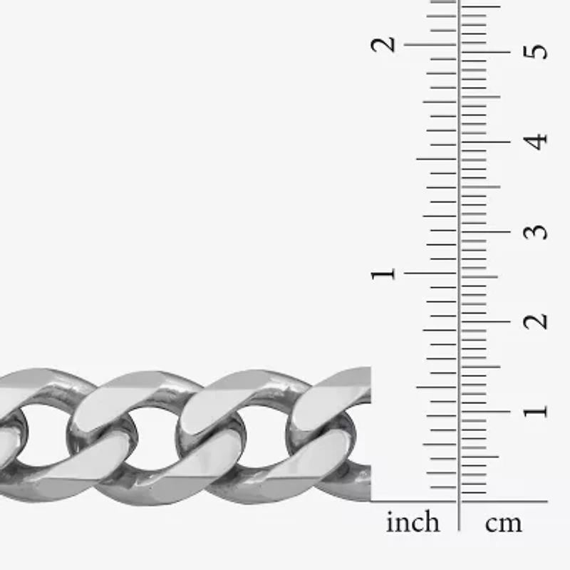 Made in Italy Mens Sterling Silver 8 1/2 Inch Solid Curb Chain Bracelet