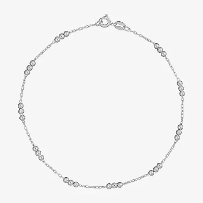 Made in Italy Womens Sterling Silver 9 Inch Solid Cable Ankle Bracelet