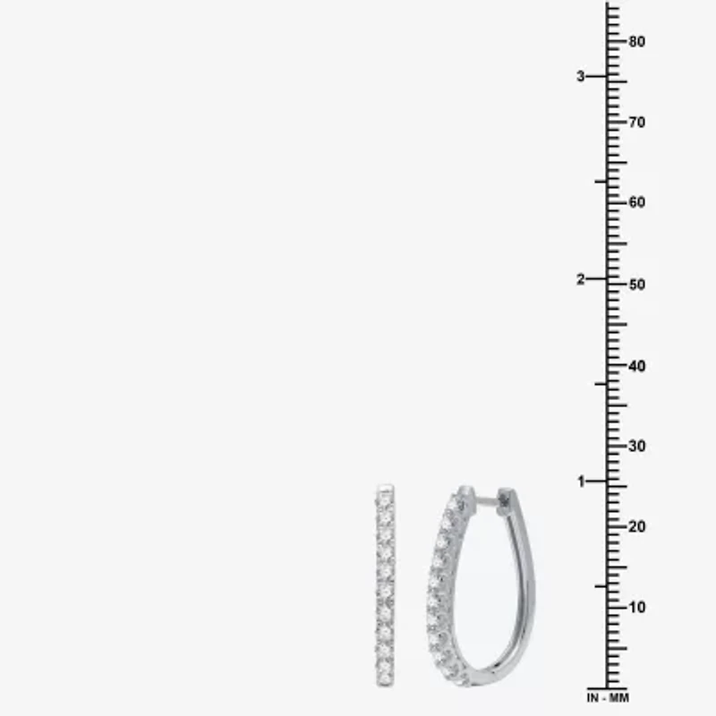 Womens 1 CT. T.W. Lab Grown White Diamond Sterling Silver 24.7mm Oval Hoop Earrings