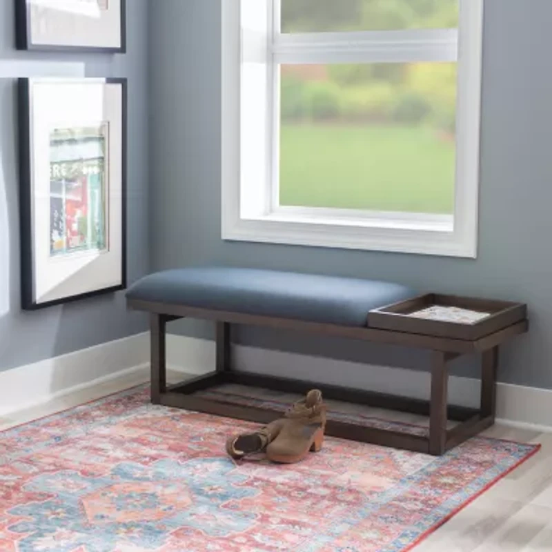 Lenora Upholstered Tray-Top Bench