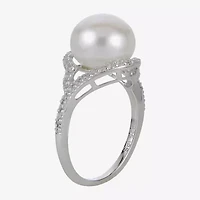 Cultured Freshwater Pearl & Lab-Created Sapphire Ring