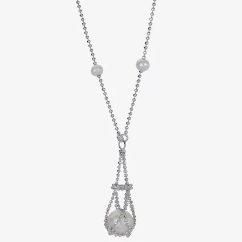 Cultured Freshwater Pearl Sterling Silver Lace Necklace