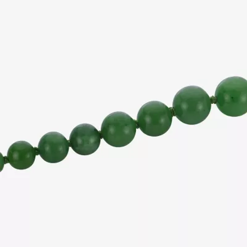 14K Gold Jade Graduated Bead Necklace