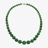 14K Gold Jade Graduated Bead Necklace