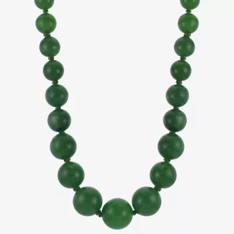 14K Gold Jade Graduated Bead Necklace