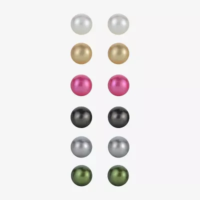 Womens Dyed White Cultured Freshwater Pearl Sterling Silver 6 Pair Jewelry Set