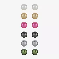 Womens Dyed White Cultured Freshwater Pearl Sterling Silver 6 Pair Jewelry Set