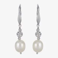 Womens Dyed White Cultured Freshwater Pearl Sterling Silver Drop Earrings