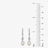 Womens Dyed White Cultured Freshwater Pearl Sterling Silver Drop Earrings