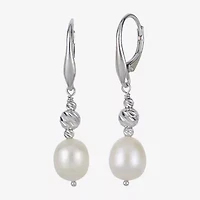 Womens Dyed White Cultured Freshwater Pearl Sterling Silver Drop Earrings