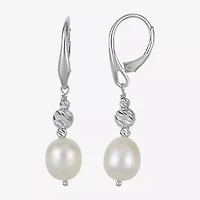 Womens Dyed White Cultured Freshwater Pearl Sterling Silver Drop Earrings