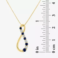 Womens Diamond Accent Lab Created Blue Sapphire 10K Gold Pear 18 Inch Pendant Necklace