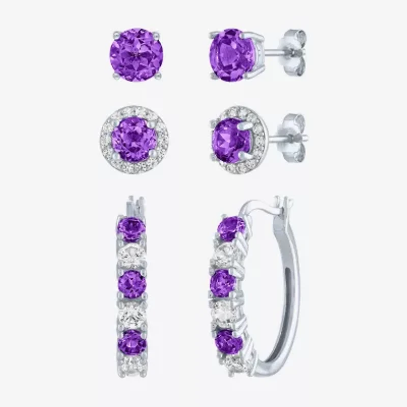 Gemstone Sterling Silver 3 Pair Jewelry Set