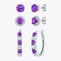 Gemstone Sterling Silver 3 Pair Jewelry Set