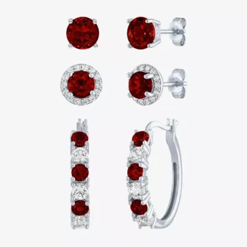 Gemstone Sterling Silver 3 Pair Jewelry Set