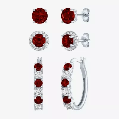 Gemstone Sterling Silver 3 Pair Jewelry Set