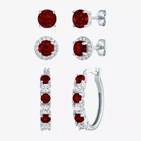 Gemstone Sterling Silver 3 Pair Jewelry Set