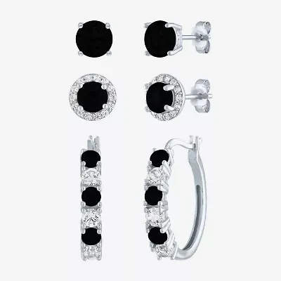 Gemstone Sterling Silver 3 Pair Jewelry Set