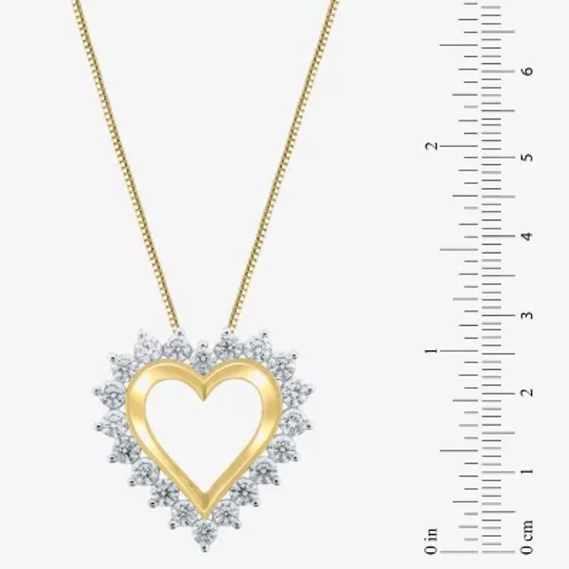 (G / Si2) Womens 2 CT. T.W. Lab Grown White Diamond 14K Gold Heart 18 Inch Pendant Necklace