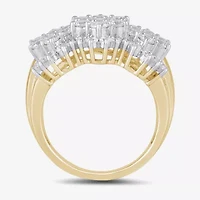 Diamond Blossom Womens 2 CT. T.W. Lab Grown White 10K Gold Cluster Cocktail Ring
