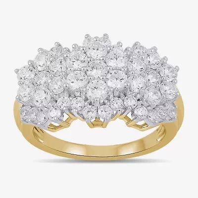 Diamond Blossom Womens 2 CT. T.W. Lab Grown White 10K Gold Cluster Cocktail Ring