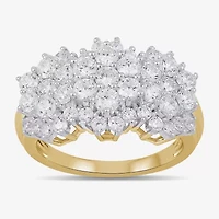 Diamond Blossom Womens 2 CT. T.W. Lab Grown White 10K Gold Cluster Cocktail Ring