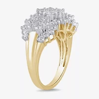 Diamond Blossom Womens 2 CT. T.W. Lab Grown White 10K Gold Cluster Cocktail Ring