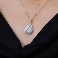 (H-I / I1) Womens 1 CT. T.W. Lab Grown White Diamond 10K Gold Pear 18 Inch Pendant Necklace