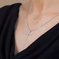 (H-I / I1) Womens 1/2 CT. T.W. Lab Grown White Diamond 10K Gold Cross 18 Inch Pendant Necklace