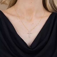 (H-I / I1) Womens 1/2 CT. T.W. Lab Grown White Diamond 10K Gold Cross 18 Inch Pendant Necklace