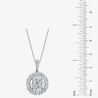 Diamond Blossom (G / Si2) Womens 1 CT. T.W. Lab Grown White Diamond 10K White Gold Round 18 Inch Pendant Necklace