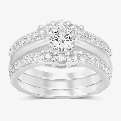 Womens 3/4 CT. T.W. Natural White Diamond 14K Gold Ring Guard