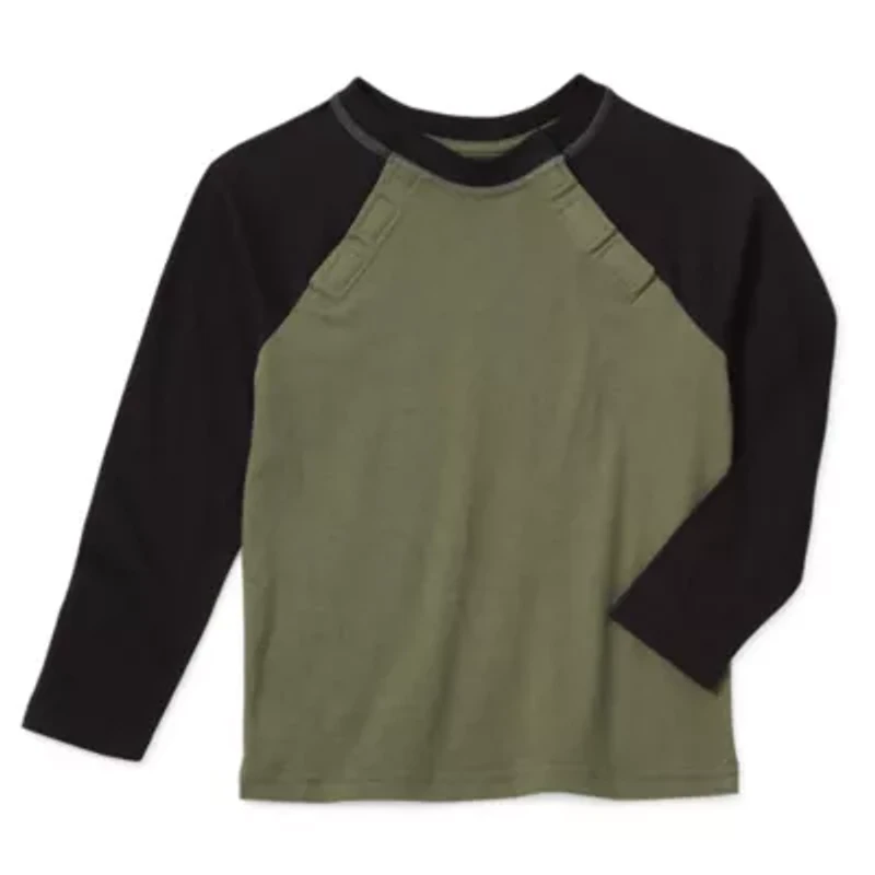 Thereabouts Little & Big Kid Boys Easy-on + Easy-off Sensory Friendly Crew Neck Long Sleeve Adaptive T-Shirt