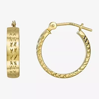 Womens 14K Gold 15mm Round Hoop Earrings