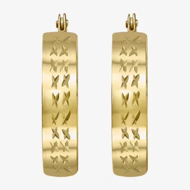 Womens 14K Gold 15mm Round Hoop Earrings