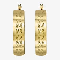 Womens 14K Gold 15mm Round Hoop Earrings