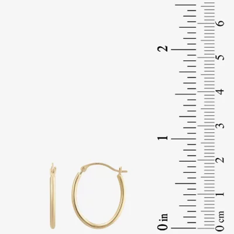 Womens 10K Gold 18mm Oval Hoop Earrings