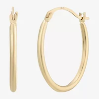 Womens 10K Gold 18mm Oval Hoop Earrings