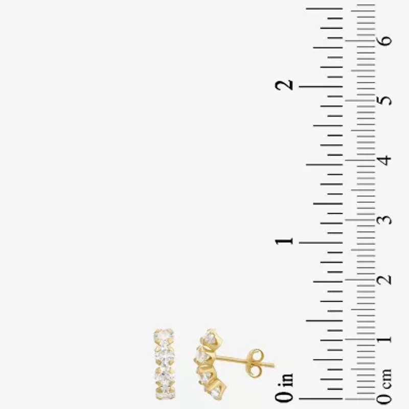 Womens Cubic Zirconia 10K Gold Round 3 Pair Earring Set