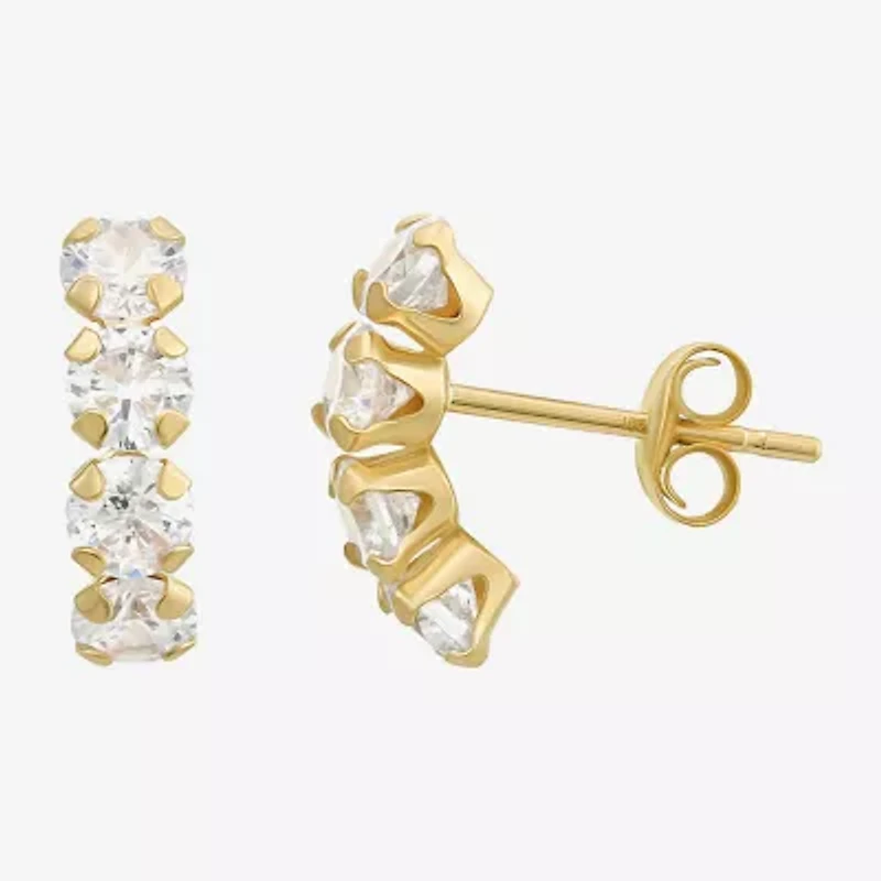Womens Cubic Zirconia 10K Gold Round 3 Pair Earring Set
