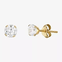 Womens Cubic Zirconia 10K Gold Round 3 Pair Earring Set
