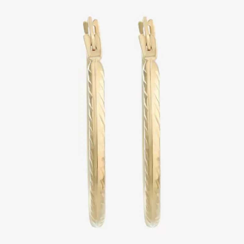 Womens 14K Gold 20mm Round Hoop Earrings