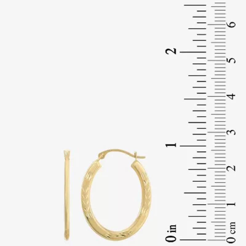 Womens 14K Gold 22mm Oval Hoop Earrings