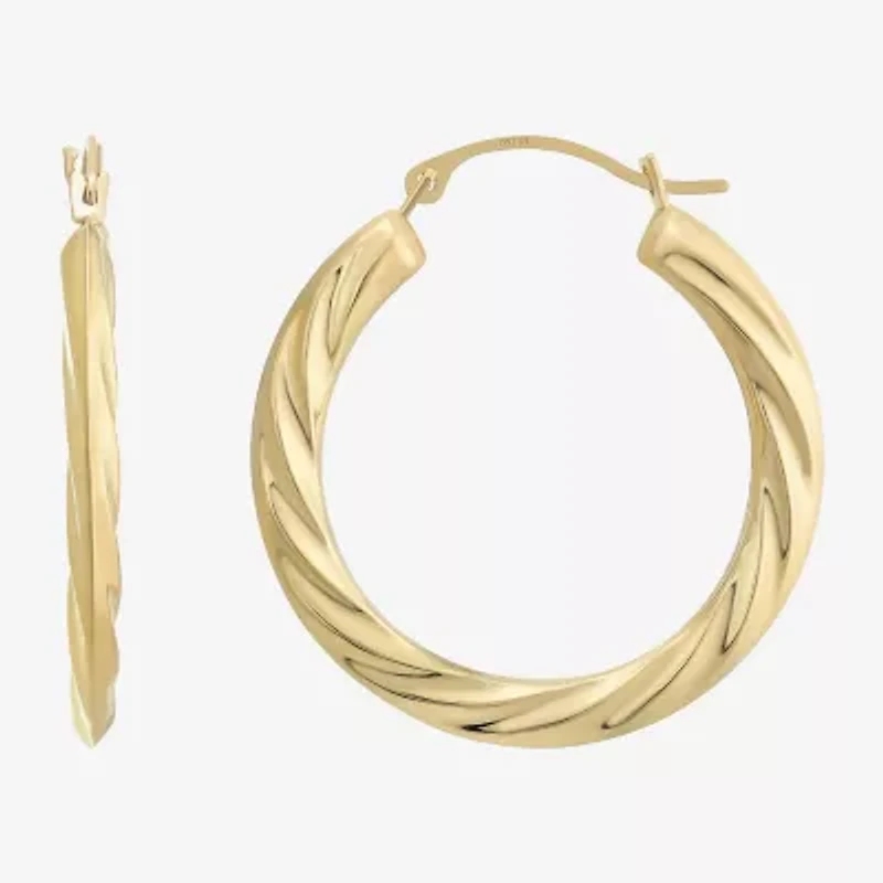 Womens 14K Gold 25mm Round Hoop Earrings