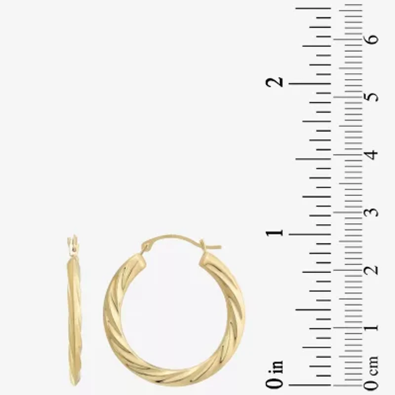Womens 14K Gold 25mm Round Hoop Earrings