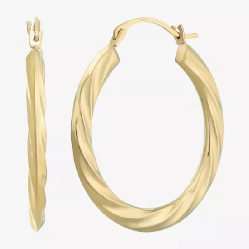 Womens 14K Gold 25mm Round Hoop Earrings