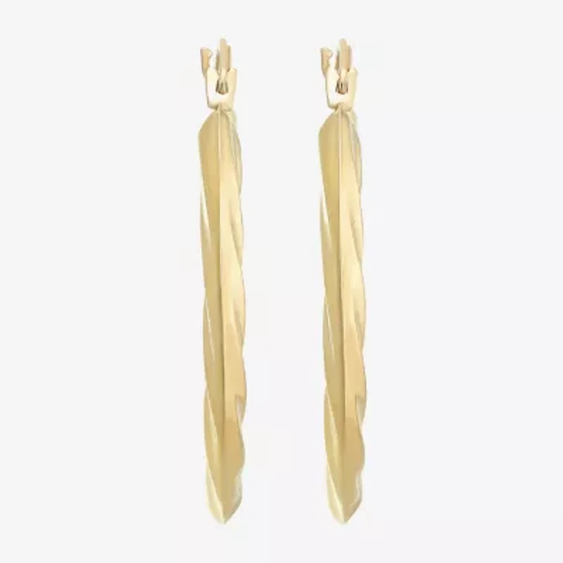 Womens 14K Gold 25mm Round Hoop Earrings